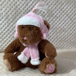 Sears 2009 Forever Hope Breast Cancer Plush Bear Pink Hat Scarf Stuffed Animal